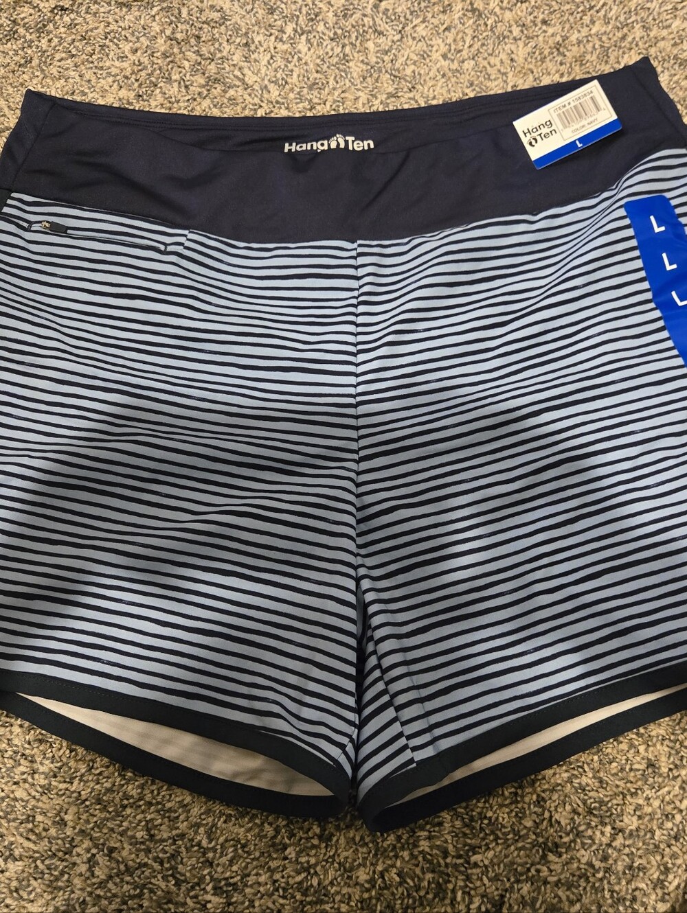 NWT Hang Ten Blue Striped Board Shorts L